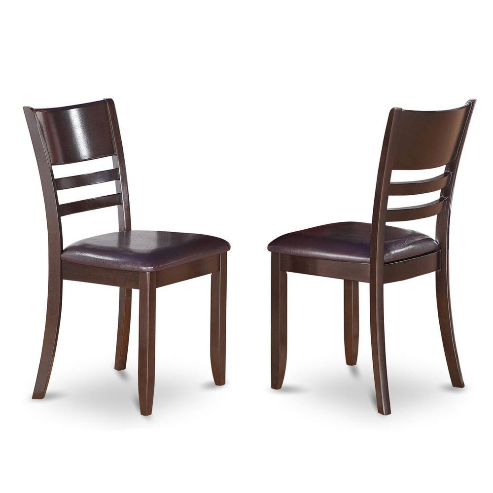 Lynfield Faux Leather Dining Chair with Traditional Wood Frame, Set of 2