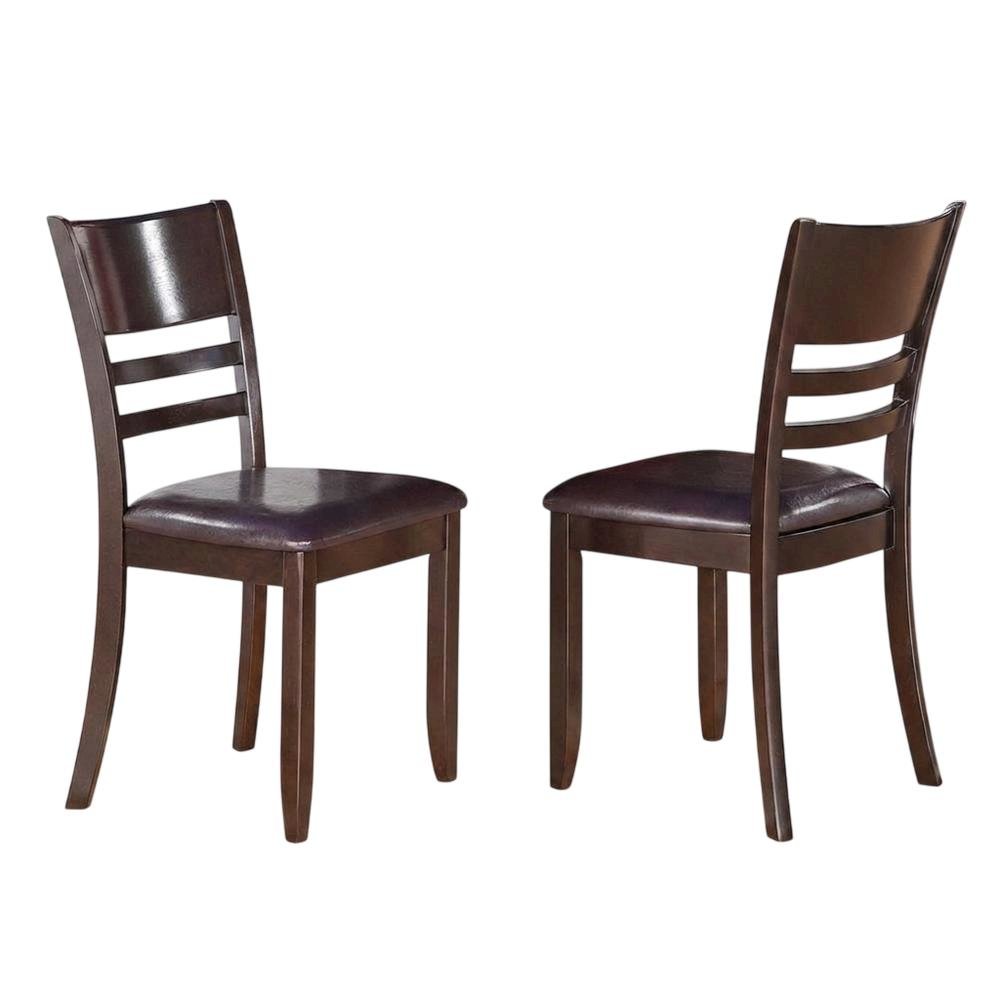 Lynfield Faux Leather Dining Chair with Traditional Wood Frame, Set of 2