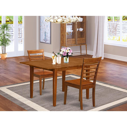 3  Pc  set  Milan  offering  Leaf  and  2  hard  wood  Kitchen  Chairs  in  Saddle  Brown  .