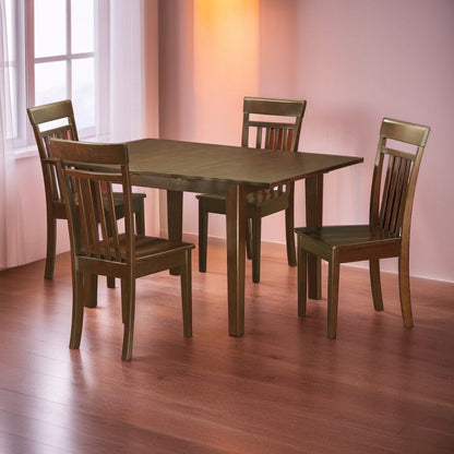 Dining Room Table Set for 4 with Butterfly Leaf and Wooden Chairs