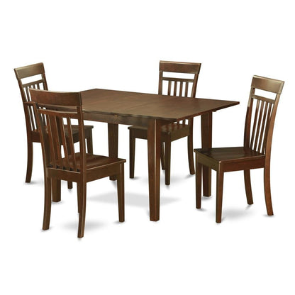 Dining Room Table Set for 4 with Butterfly Leaf and Wooden Chairs