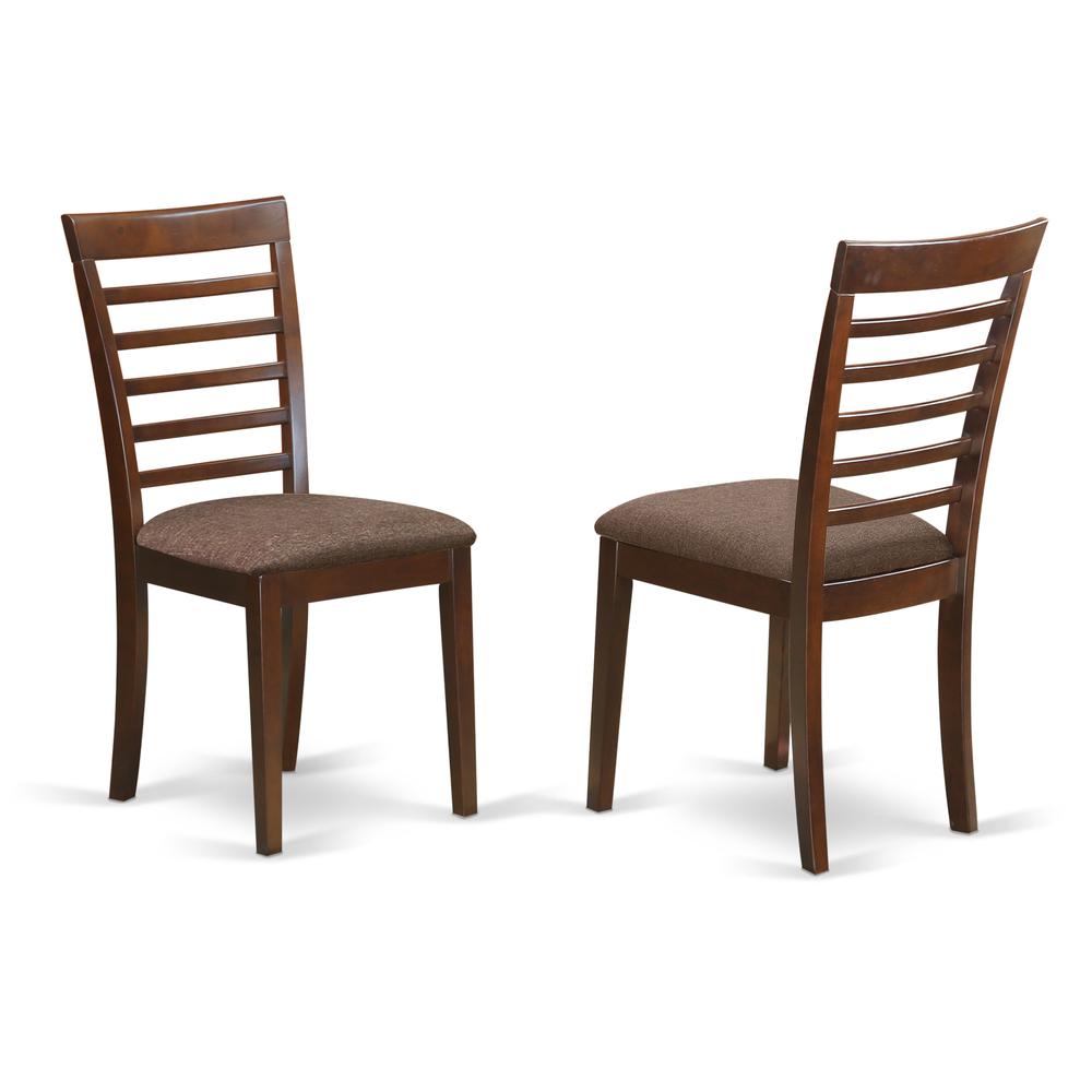HLML3-MAH-C 3 Pc set with a Kitchen Table and 2 Linen Seat Dinette Kitchen Chairs in Mahogany
