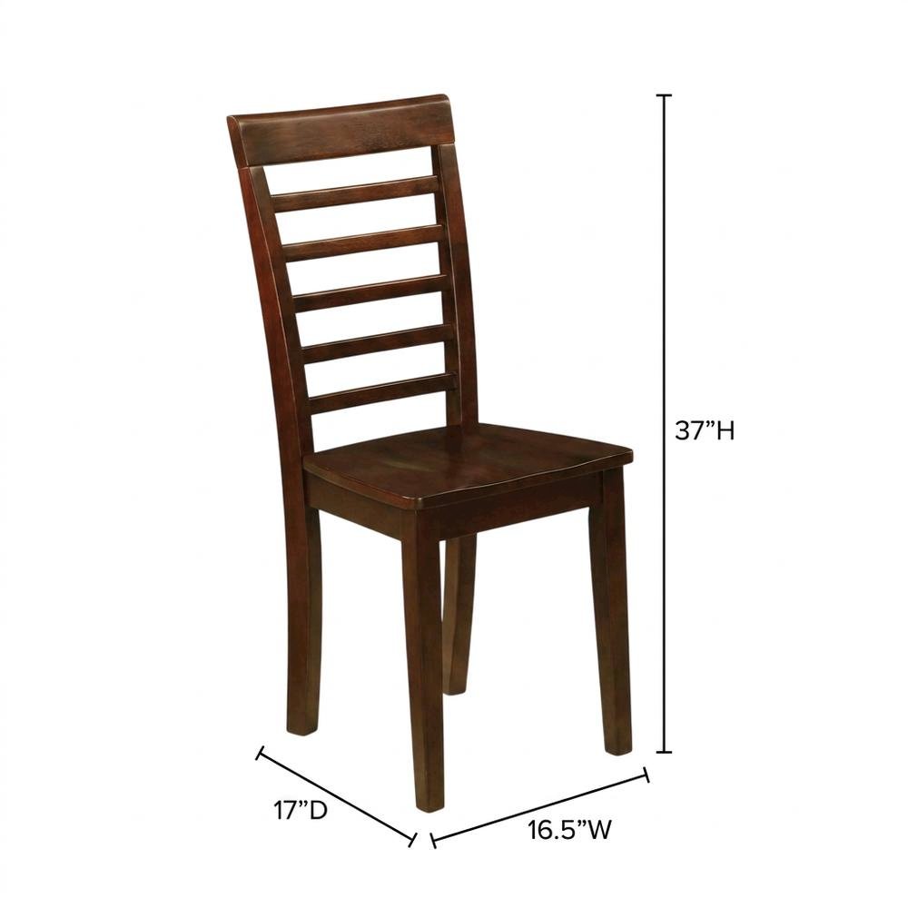 Solid Wood Dining Chairs with Ladder Back and Wood Seat, Set of 2