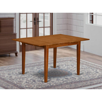 MILA3-SBR-C 3 Pc set Milan Dinette Table with Leaf and 2 Cushiad Dinette Chairs in Saddle Brown .