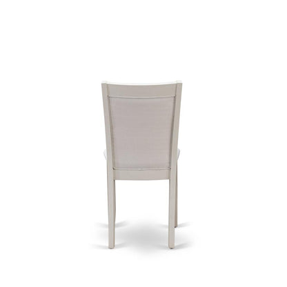 MZC0T01 Dining Chair Set of 2 - Cream Linen Fabric Seat and High Chair Back - Wire Brushed Linen White Finish (SET OF 2)