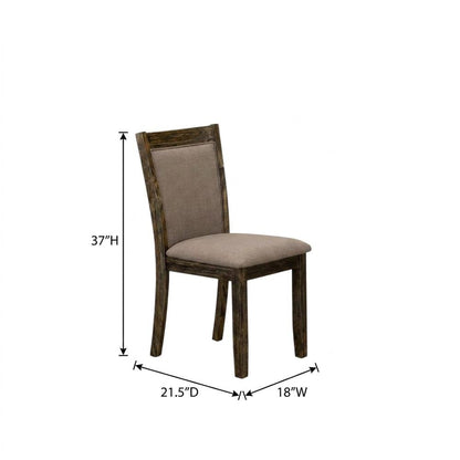Solid Wood Linen-Upholstered Dining Chairs with High Back, Set of 2, Coffee