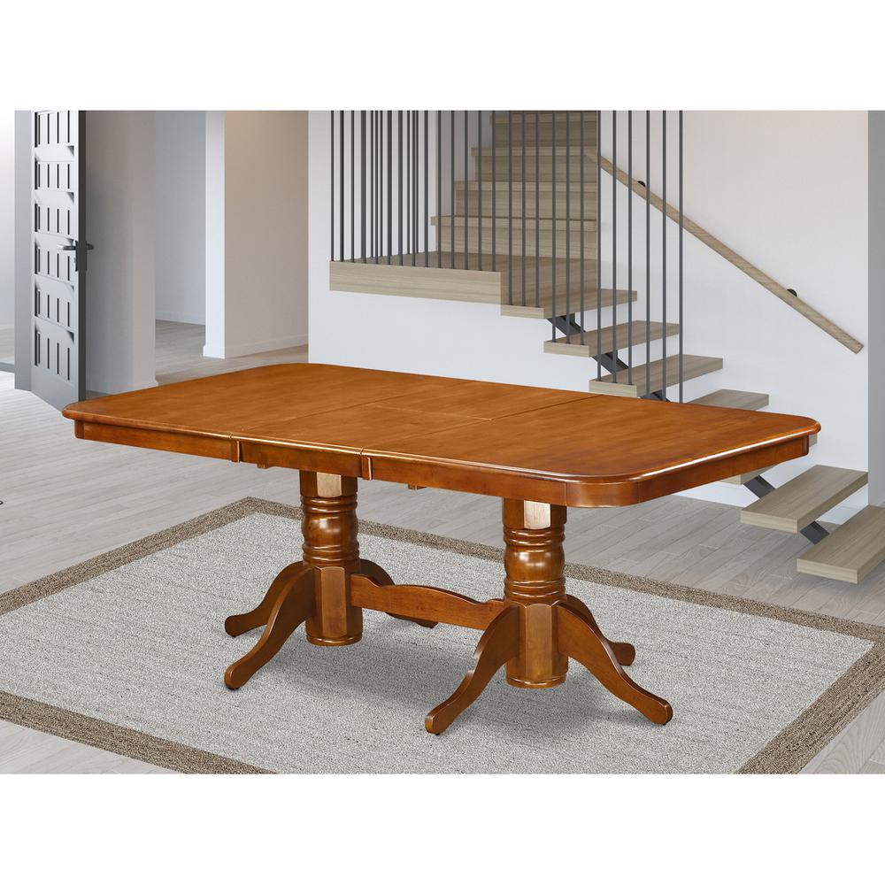 Napoleon  rectangular  round  corner  dining    table  with  17  in  self  storage  leaf  finish  in  saddle  brown