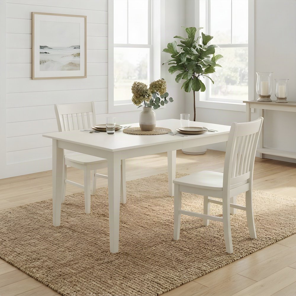 Linen Upholstered Dining Table Set with Drop-Leaf and Chairs
