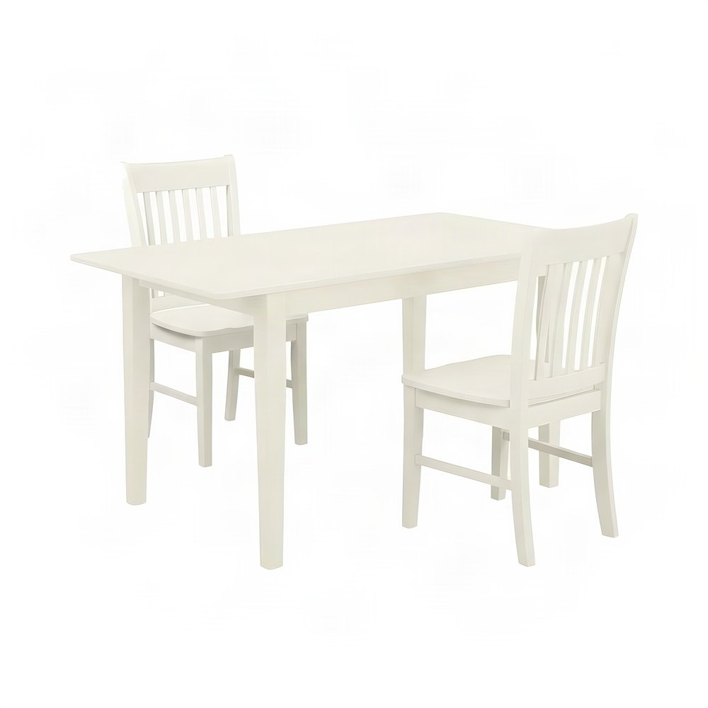 Linen Upholstered Dining Table Set with Drop-Leaf and Chairs