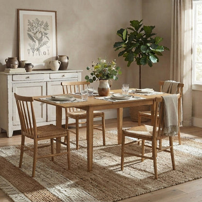 Wood Drop Leaf Kitchen and Dining Table for Apartments, Small Spaces, Oak