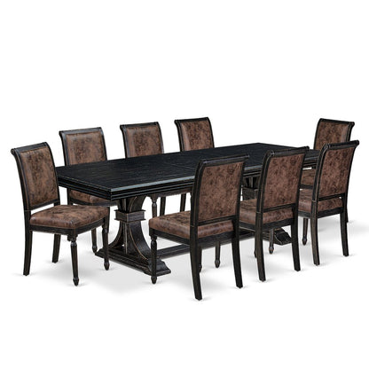 9 piece Dining Table Set consists of a Kitchen Table and 8 Dining Room Chairs