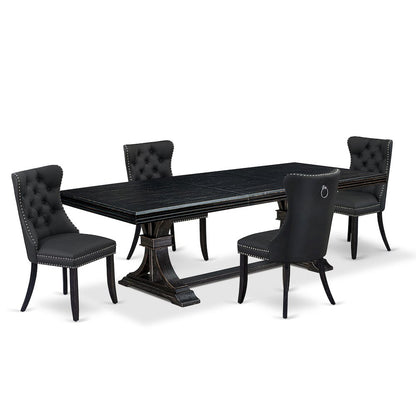 5 Pieces Modern Dining Set a Rectangle Kitchen Table and 4 Dining Chairs