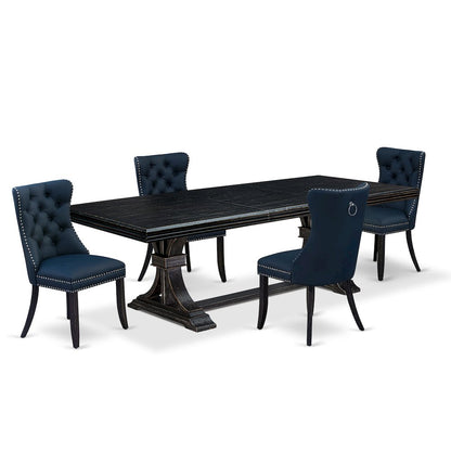 5 piece dining room set a wooden table and 4 Faux Leather dining Chairs