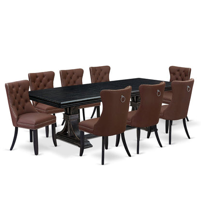 9 piece dining room set a breakfast table and 8 Faux Leather dining chairs