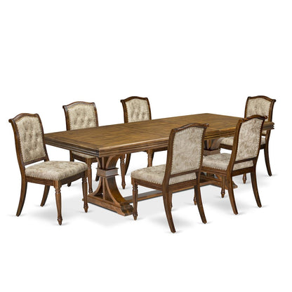 7 Pieces Dining Room set a Rectangular Dining Table and 6 Kitchen Chairs