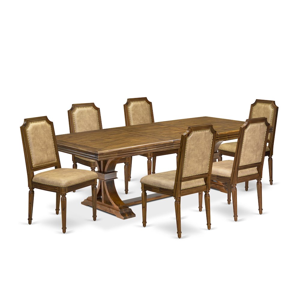 7 piece Dining Table Set conists of a Kitchen Table and 6 Dining room Chairs