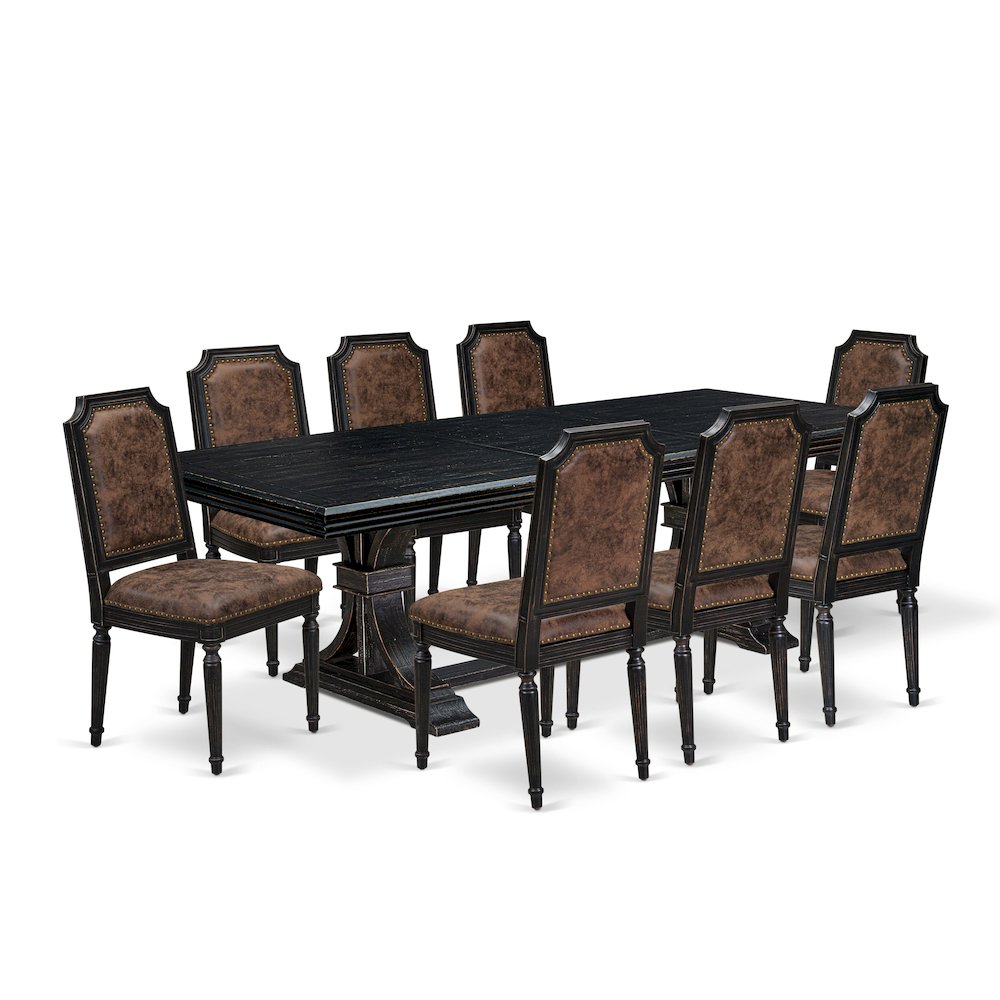 9 piece Dining Room Set includes a Kitchen Table and 8 PU Leather Dining Chairs