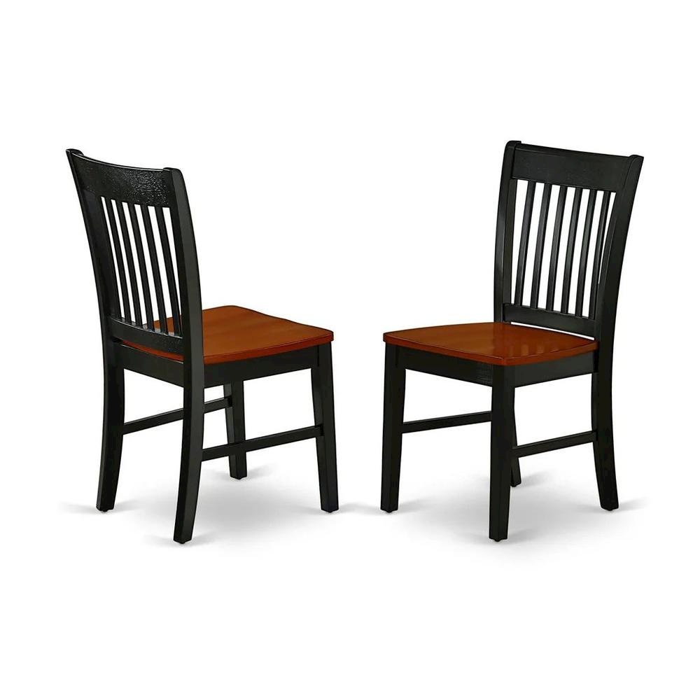 Wooden Dining Chair with Ladder Back for Kitchen or Dining Room, Black & Cherry, Set of 2