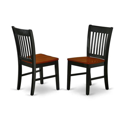 Wooden Dining Chair with Ladder Back for Kitchen or Dining Room, Black & Cherry, Set of 2