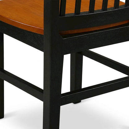 Wooden Dining Chair with Ladder Back for Kitchen or Dining Room, Black & Cherry, Set of 2