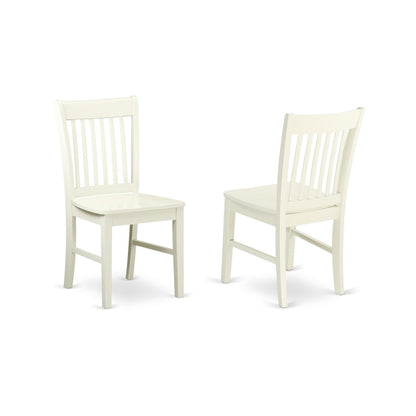 East West Furniture DMNF3-LWH-W 3 Piece Dining Table Set Consists of 1 Drop Leaves Dining Room Table and 2 Linen White Mid Century Chair with Slatted Back - Linen White Finish