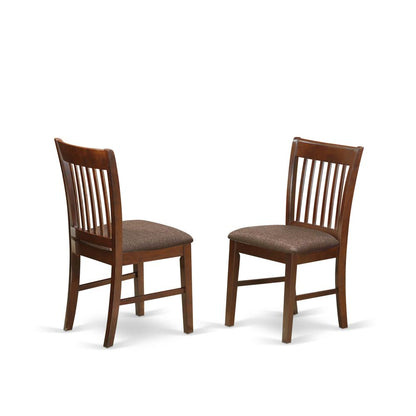 East West Furniture DMNF3-MAH-C 3 Piece Kitchen Table Set - Mahogany Dinning Table and 2 Mahogany Linen Fabric Kitchen Chairs with Slatted Back - Mahogany Finish