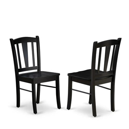 NFDL5-BLK-W - 5-Piece Kitchen Table Set- 4 Wood Chair with Wooden Seat and Slatted Chair Back - Butterfly Leaf Rectangular Dining Table (Black Finish)
