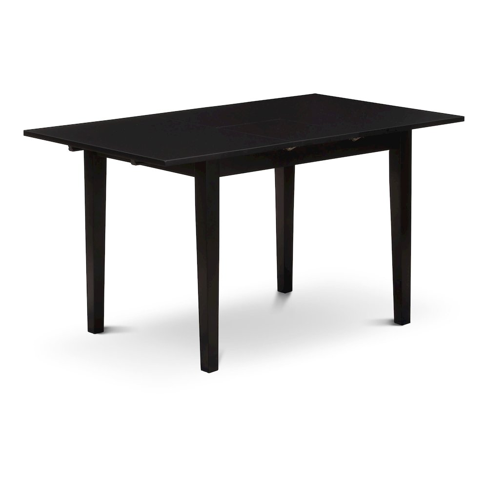 East West Furniture NFFO3-BLK-01 3-Pc Kitchen Table Set Includes 1 Butterfly Leaf Rectangular Dining Table and 2 Cream Linen Fabric Upholstered Dining Chairs with Button Tufted Back - Black Finish