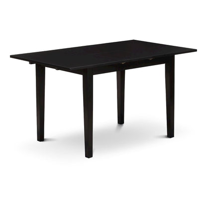 East West Furniture NFFO3-BLK-01 3-Pc Kitchen Table Set Includes 1 Butterfly Leaf Rectangular Dining Table and 2 Cream Linen Fabric Upholstered Dining Chairs with Button Tufted Back - Black Finish