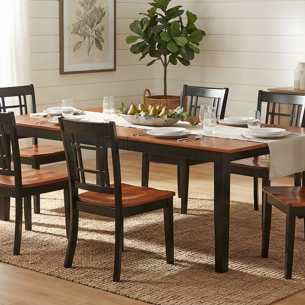 Solid Wood Traditional Formal Dining Room Table and 6 Chairs 7 Piece Set