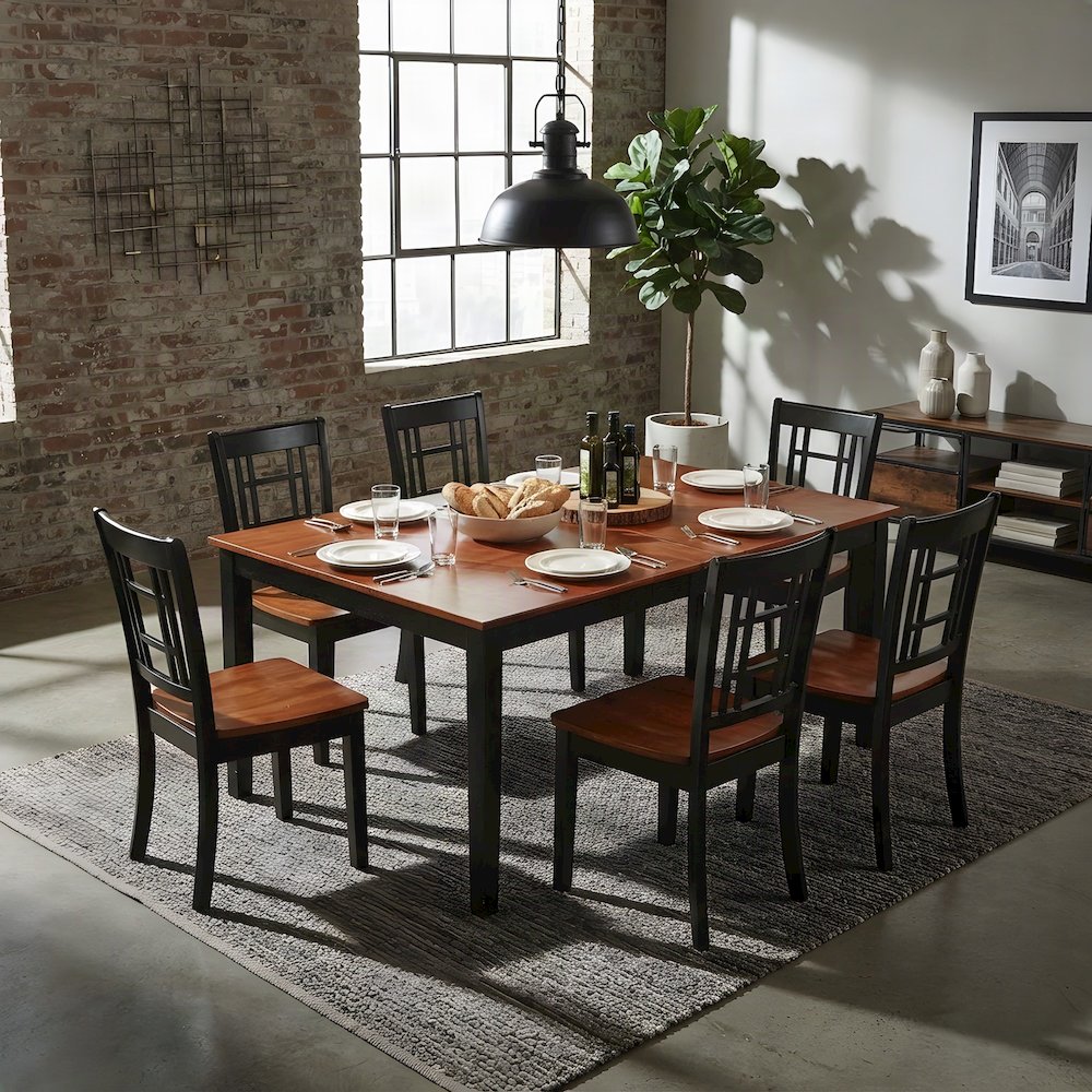 Solid Wood Traditional Formal Dining Room Table and 6 Chairs 7 Piece Set