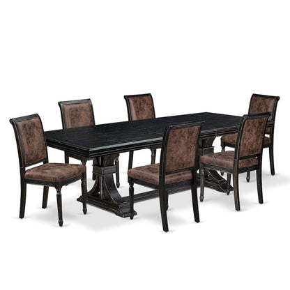 7 piece Modern Dining Table Set of a Dining Table and 6 Dining Room Chairs