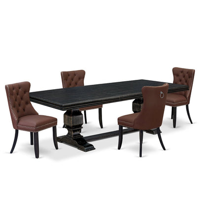 5 piece mid century kitchen set a wooden table and 4 dining chairs