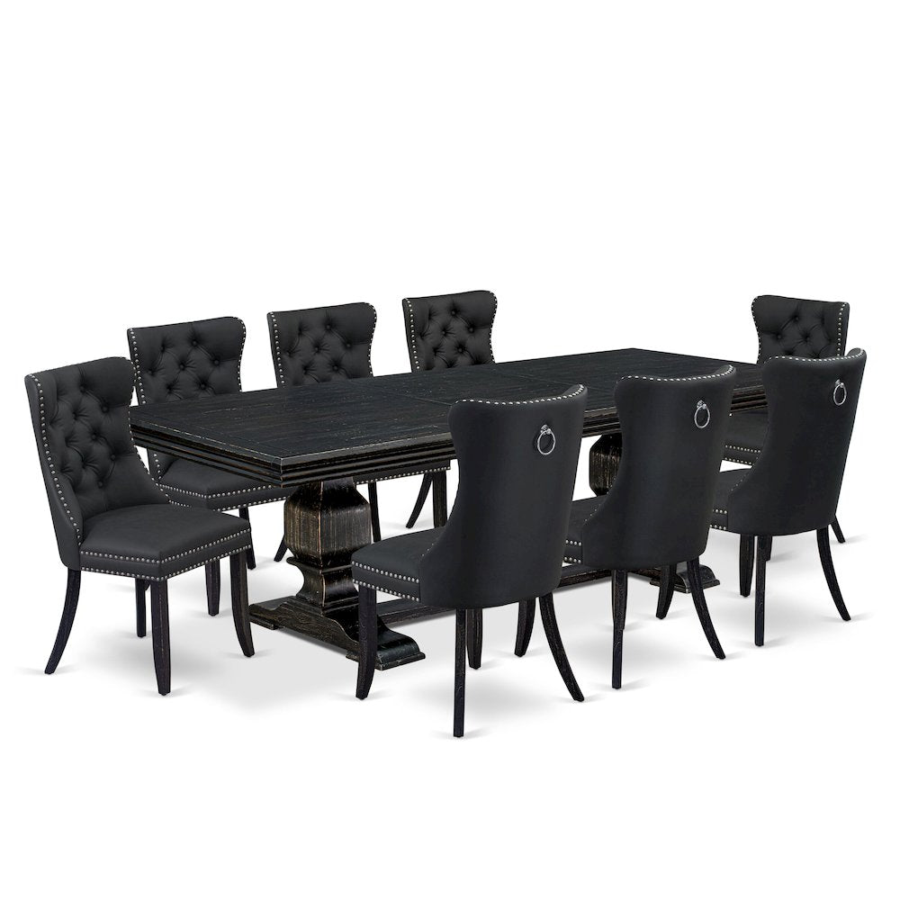 9 Pieces Dining Table Set a Rectangle Table and 8 Dining Chairs