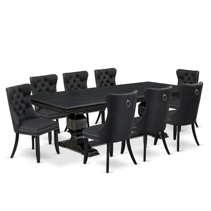 9 Pieces Dining Table Set a Rectangle Table and 8 Dining Chairs