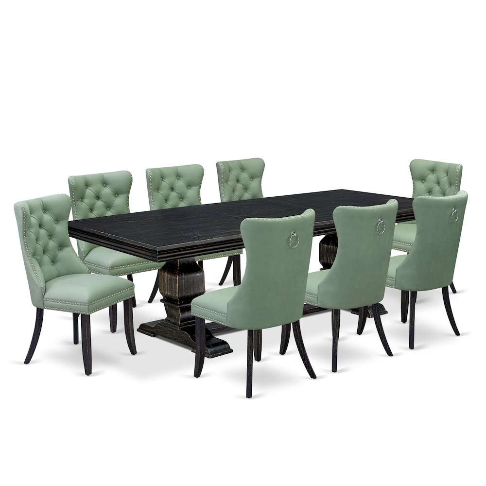 9 Pieces Dining Table Set a Rectangle Table and 8 Dining Chairs