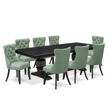 9 Pieces Dining Table Set a Rectangle Table and 8 Dining Chairs
