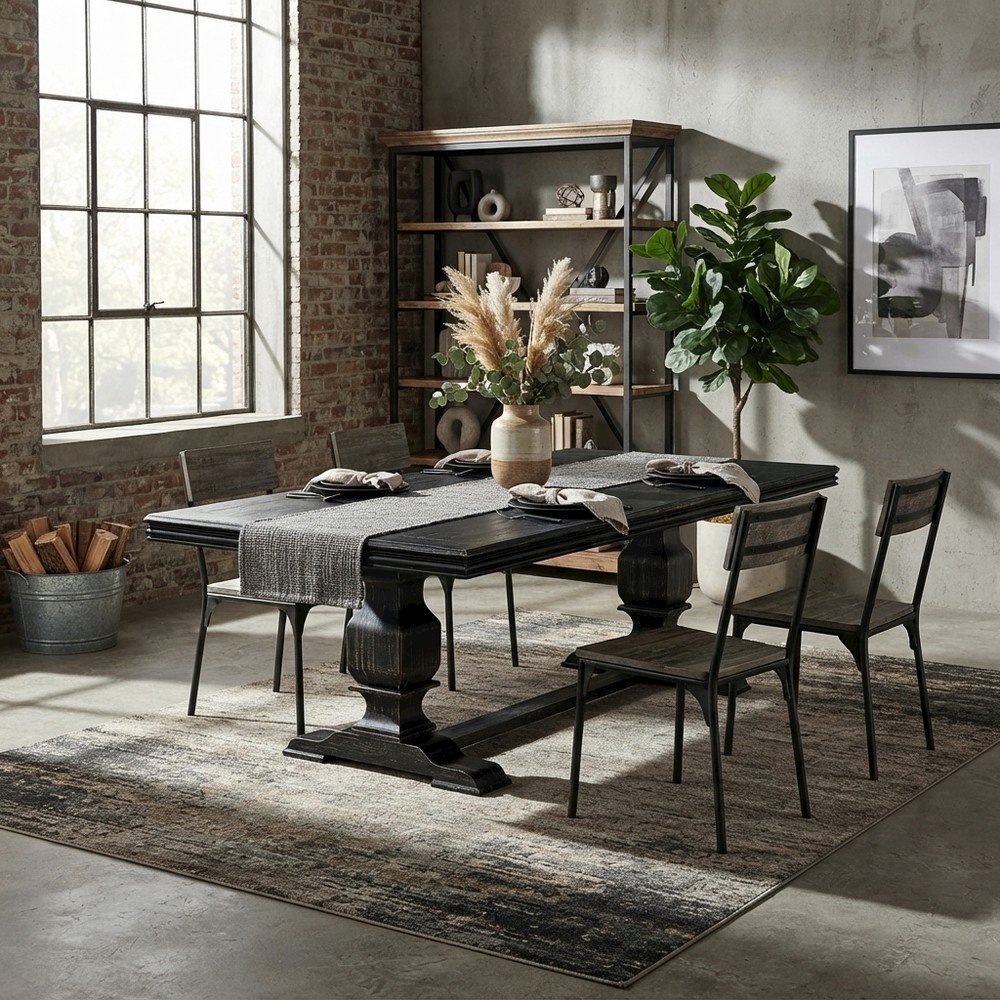 Solid Wood Rectangular Dining Table for Kitchen and Dining Room