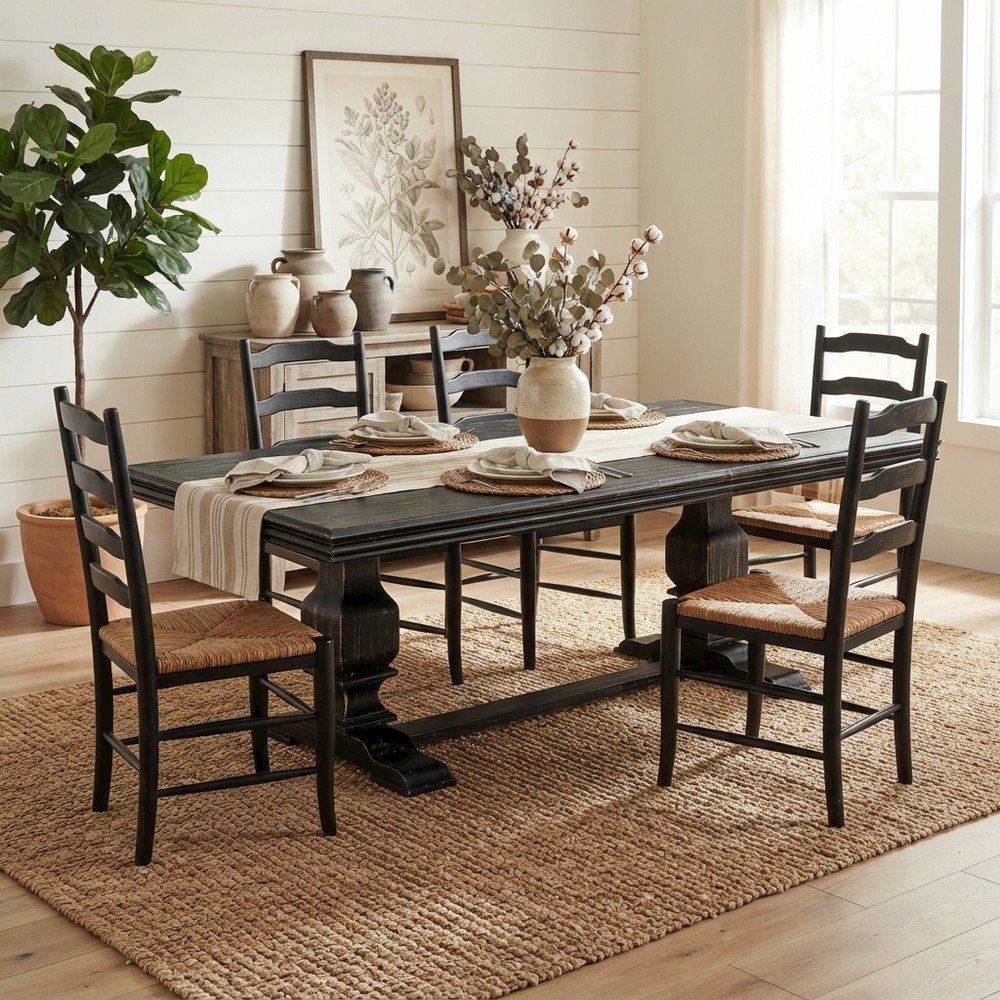 Solid Wood Rectangular Dining Table for Kitchen and Dining Room
