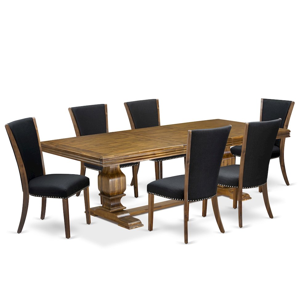 7 piece Mid Century Dining Table Set of a Dining Table and 6 Kitchen Chairs