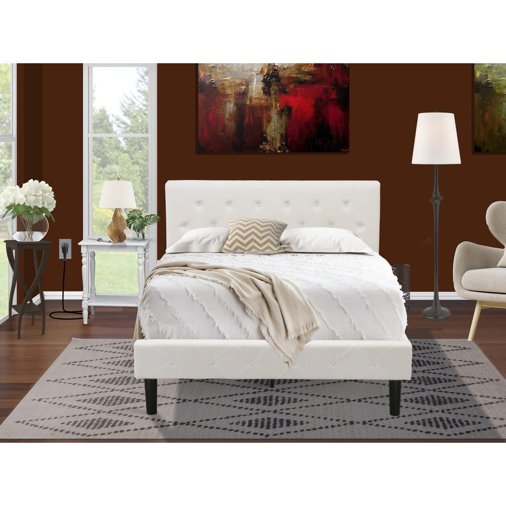 NL19F-1BF14 2 Piece Bedroom Set - 1 Full Bed White Velvet Fabric Headboard and 1 Nightstand Bedroom - Urban Gray Finish Nightstand
