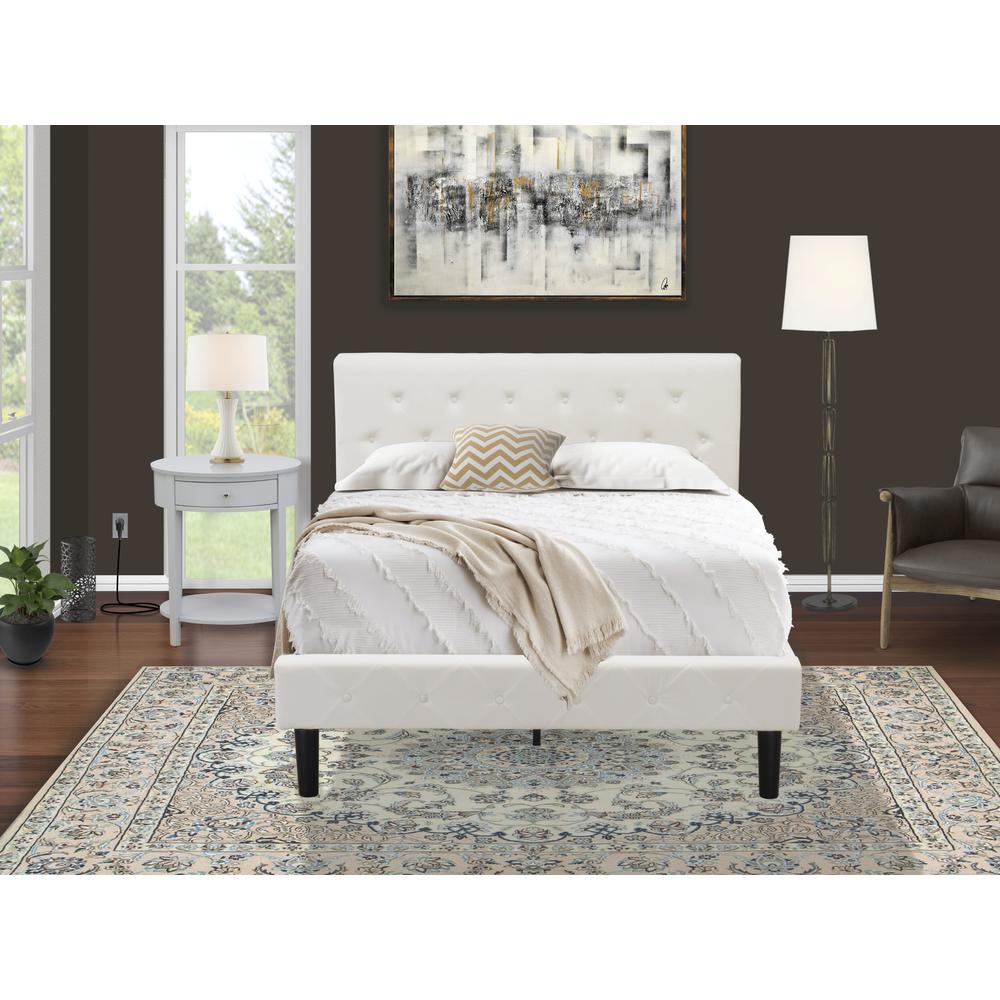 NL19F-1HI14 2 Piece Bedroom Set - 1 Bed White Velvet Fabric Headboard and 1 Small Night Stand - Urban Gray Finish Nightstand