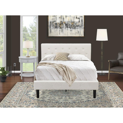 NL19F-1HI14 2 Piece Bedroom Set - 1 Bed White Velvet Fabric Headboard and 1 Small Night Stand - Urban Gray Finish Nightstand