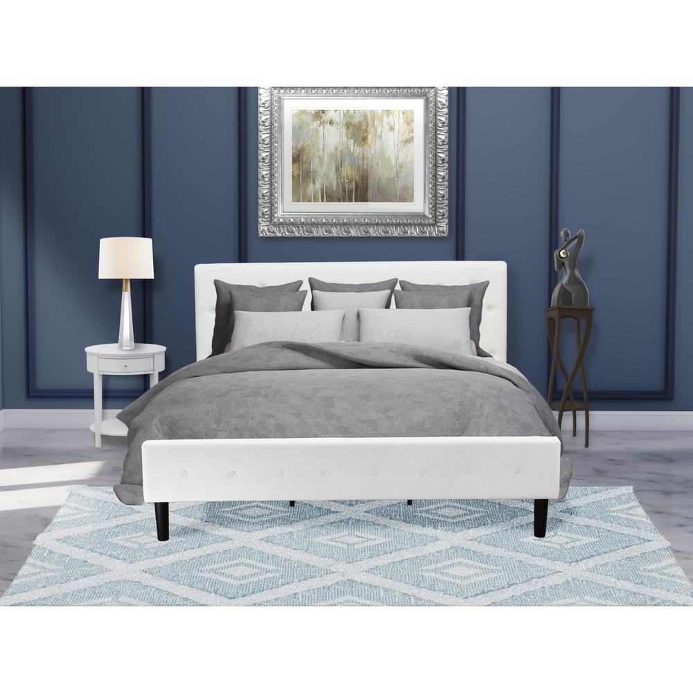 NL19K-1HI14 2 Pc Bed Set - 1 King Bed White Velvet Fabric Headboard and 1 Night Stand for Bedroom - Urban Gray Finish Nightstand