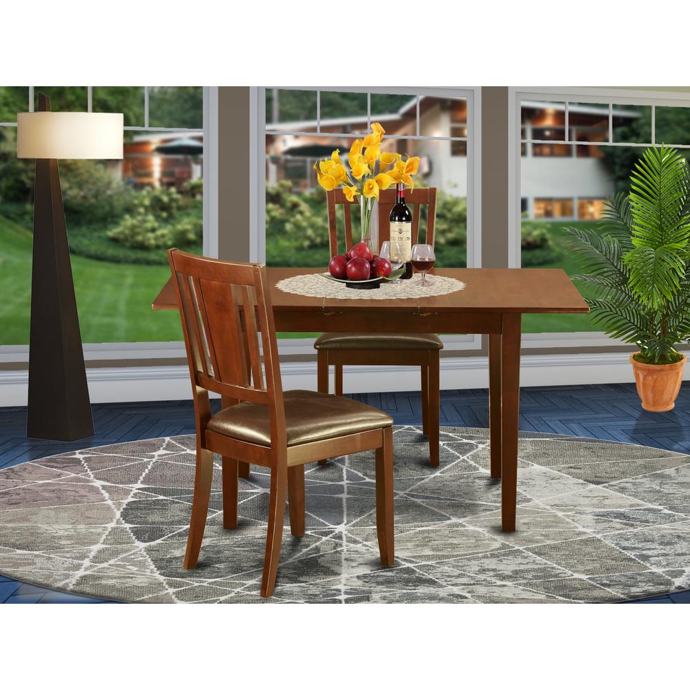 3  Pc  Small  Kitchen  nook  Dining  set  -  Table  with  Leaf  and  2  Dining  Chairs