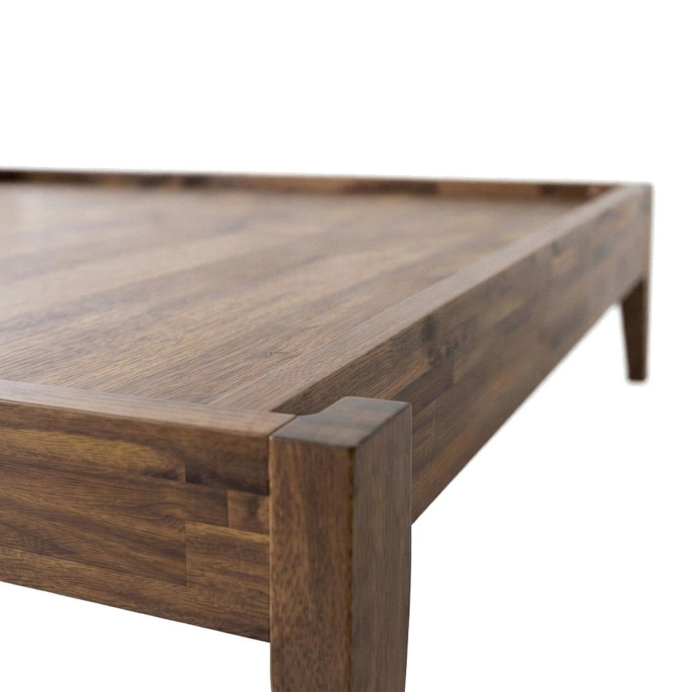 Solid Wood Platform Bed Frame with Headboard and Footboard, Walnut, Queen