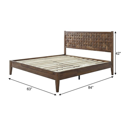 Solid Wood Platform Bed Frame with Headboard and Footboard, Walnut, King