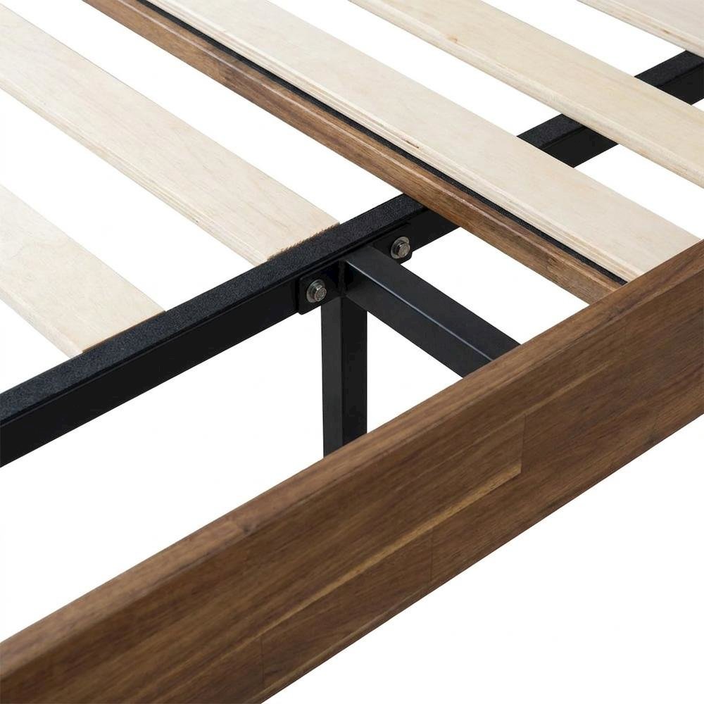 Solid Wood Platform Bed Frame with Headboard and Footboard, Walnut, King