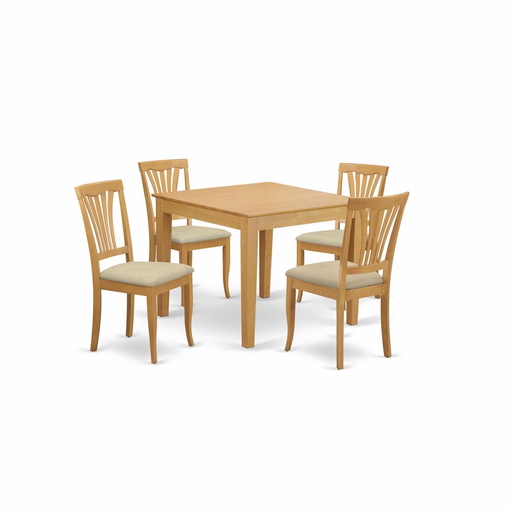 OXAV5-OAK-C 5 Pc Kitchen Table set - Kitchen dinette Table and 4 Dining Chairs