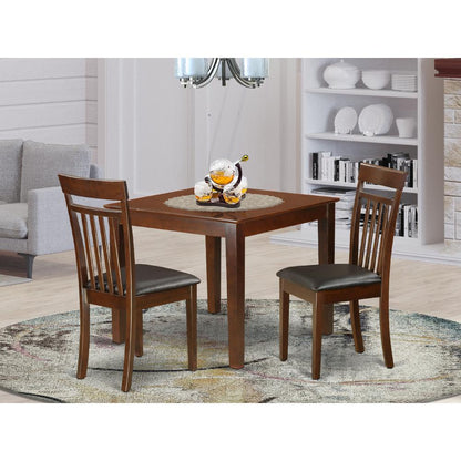 3  PC  Table  and  chair  set  with  a  Dining  Table  and  2  Kitchen  Chairs  in  Mahogany